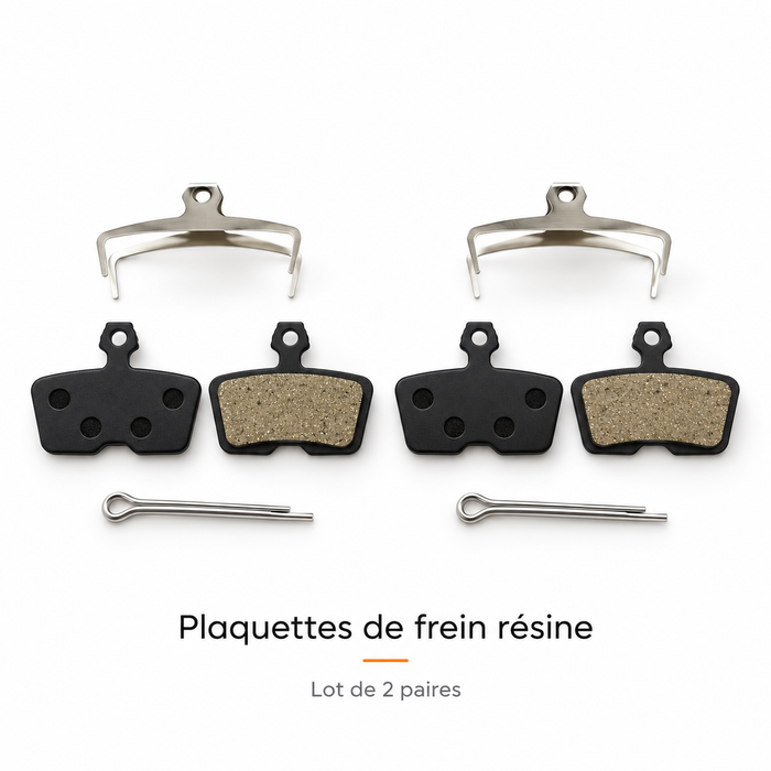 Lot de 2 paires de plaquettes de frein résine avec ressorts et goupilles