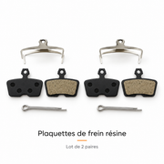 Lot de 2 paires de plaquettes de frein résine avec ressorts et goupilles